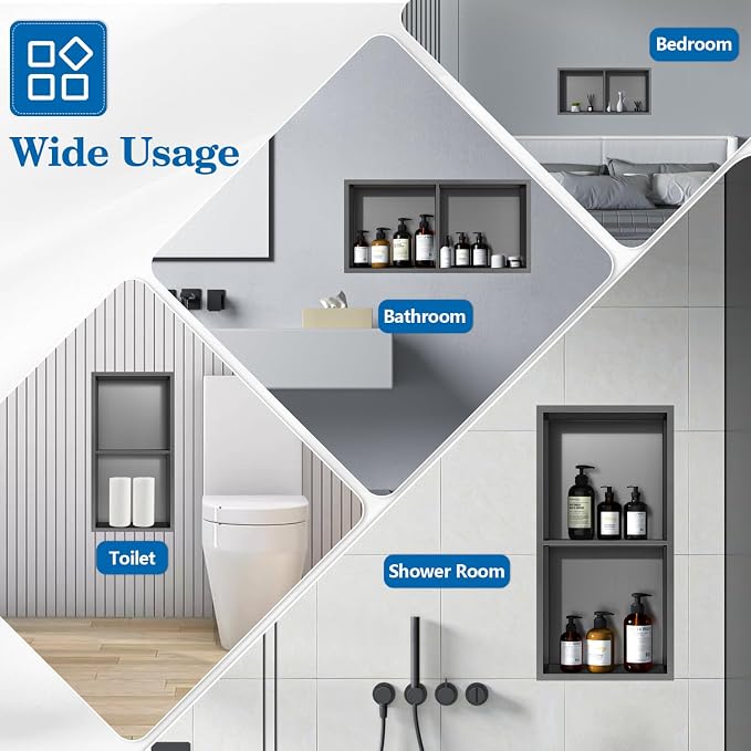 12" x 24" Shower Niche No Tile Needed, 304 Stainless Steel Shower Wall Niche - Image 7