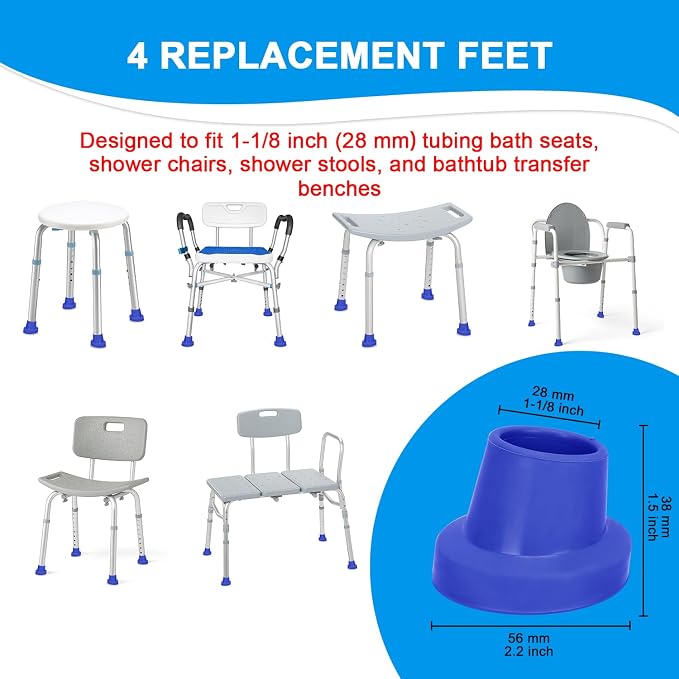 supregear Replacement Feet for Shower Chair Bath Seat, 1-1/8" I.D. Slope Rubber - Image 2