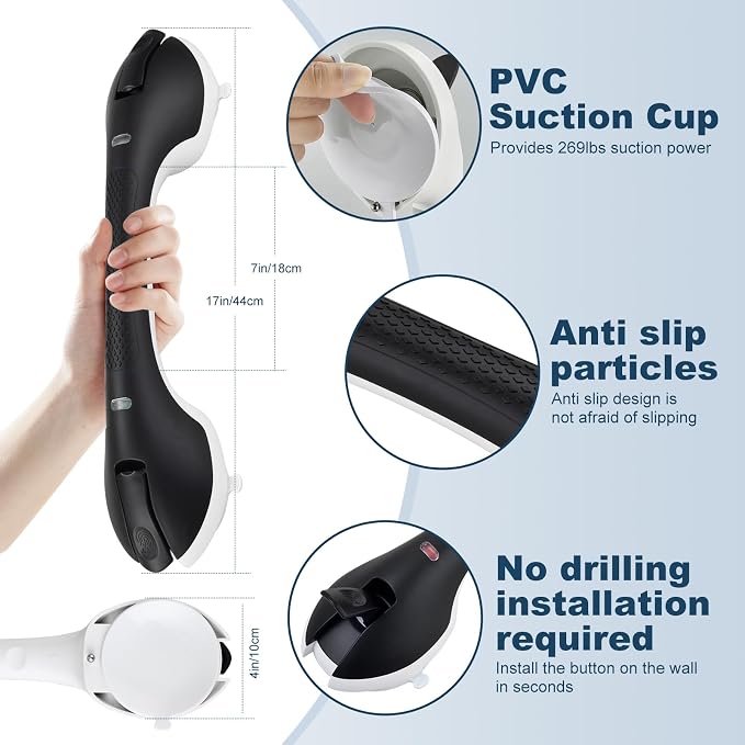Shower Grab Bar 2 PCS Suction Grab Bars - Image 7
