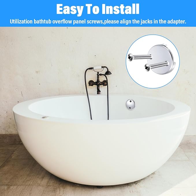 Tub Drain Overflow Covers, 3-1/8" Two Hole Bathtub Drain Overflow Cover - Image 7