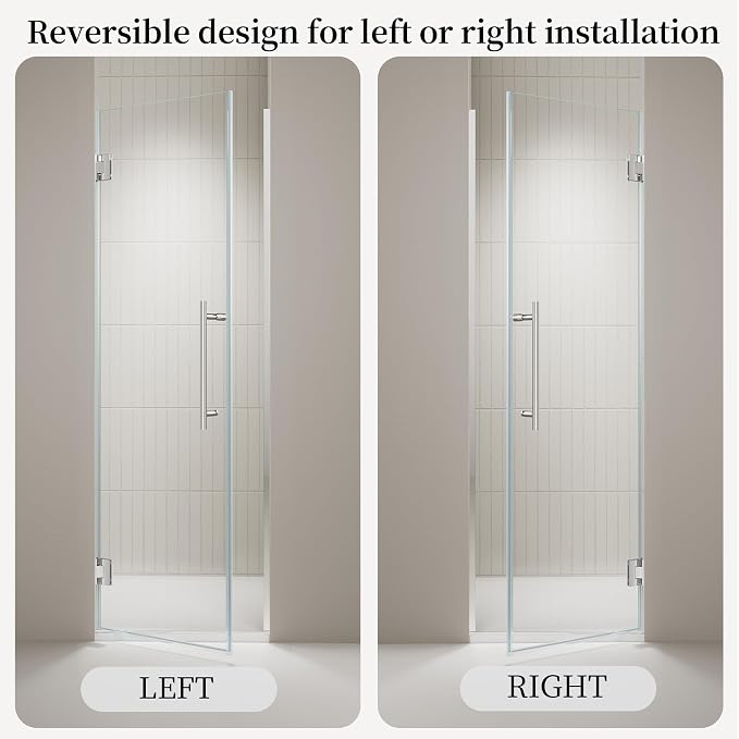 Frameless Hinged Shower Door, Single Swing Shower Panel - Image 7