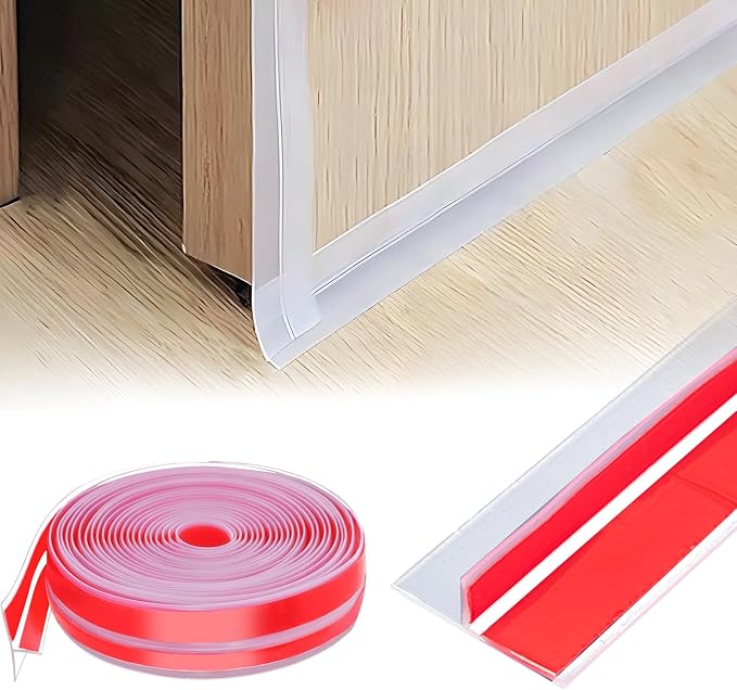 19.7Ft T-Shaped Clear Weather Stripping Door Seal, Door Draft Stopper Silicone by FUYITE
