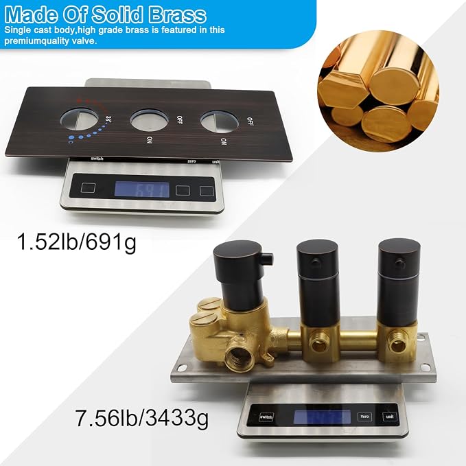2 Way Shower Diverter Valve Brass Dual Functions Thermostatic Shower Mixing - Image 6