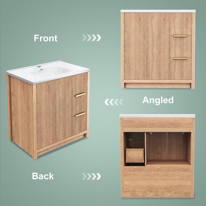 32 Inch Bathroom Vanity with Sink, Bathroom Vanity Cabinet with Single Sink - Image 6