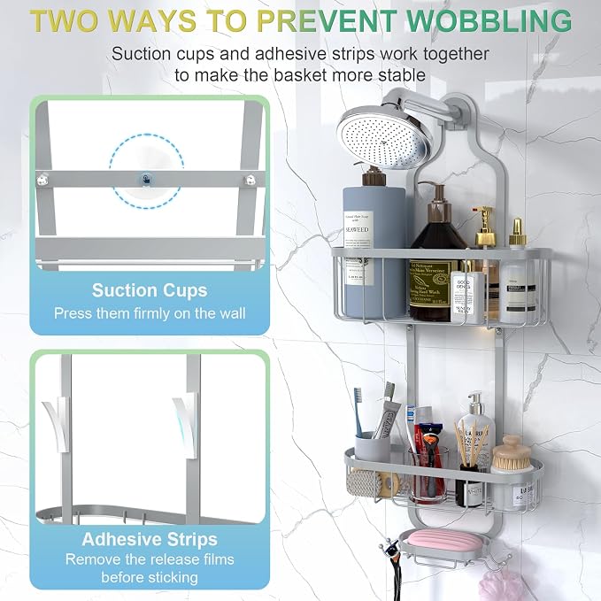 Kadolina Bathroom Hanging Shower Organizer, Over Head Shower Caddy Shower - Image 2