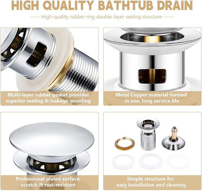 【Limited-time Promotion】 Pop Up Freestanding Tub Drain Plug, 2025 Upgraded - Image 4