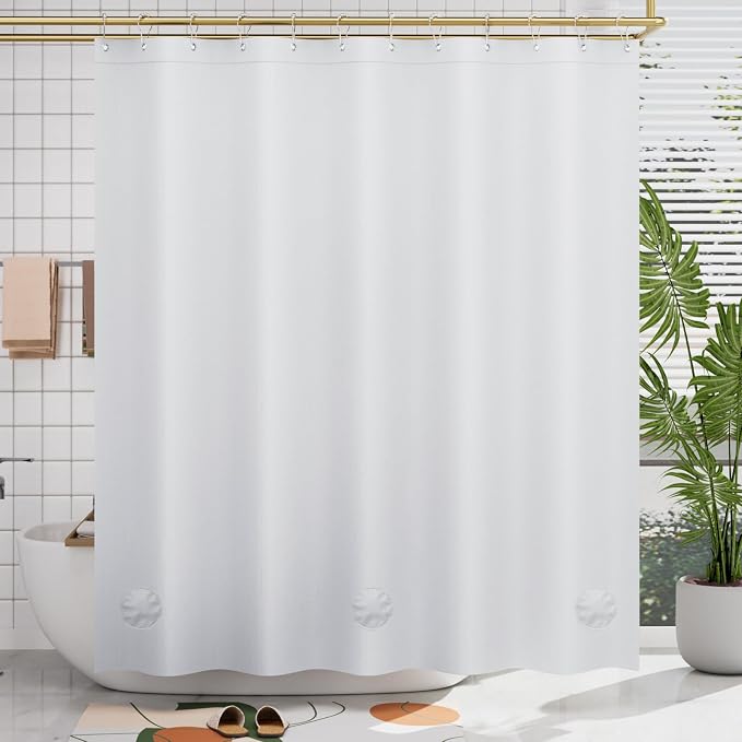 AmazerBath Plastic Shower Curtain, 72 x 65 Inches PEVA Heavy Duty White Shower - Image 8