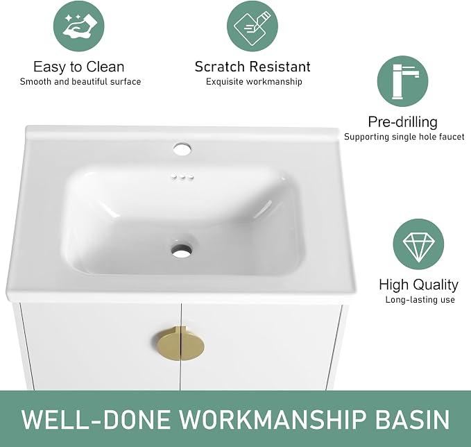 28 Inch Bathroom Vanity with Sink, Single Sink Bathroom Vanity Combo, Modern - Image 3