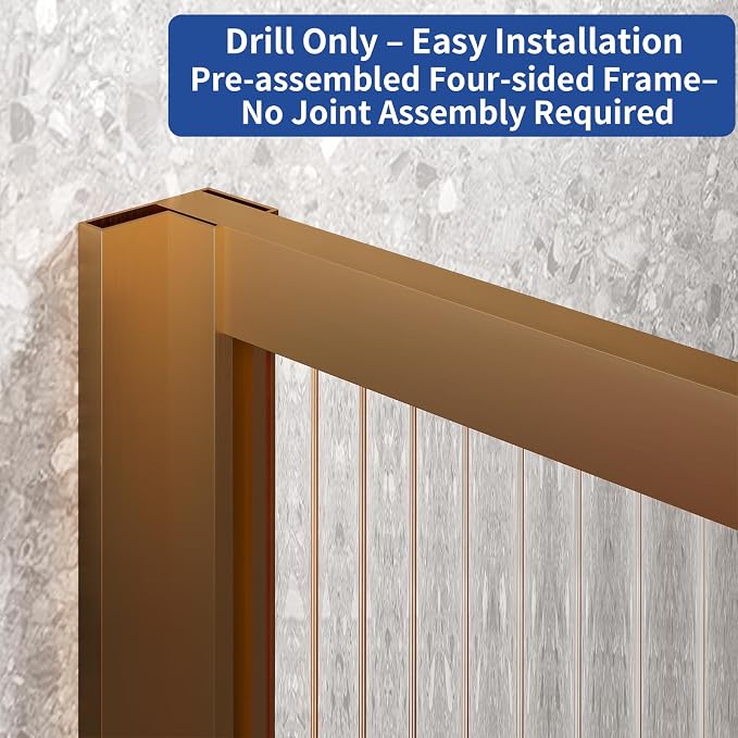 Dimaris Shower Door 30" X 78" Clear Tempered Fluted Glass Framed Shower Screen - Image 6