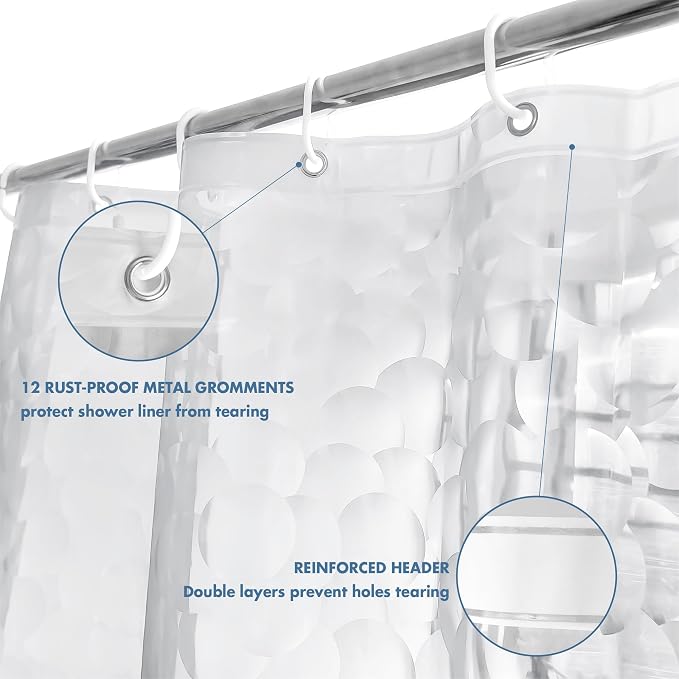 WELTRXE EVA 8G Shower Curtain Liner, 72x72 Inch 3D Clear Bubble Heavy Duty - Image 2