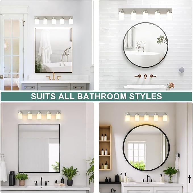 IZORRO Bathroom Vanity Light Fixture, 5-Light 36 Inch Brushed Nickel Bathroom - Image 7