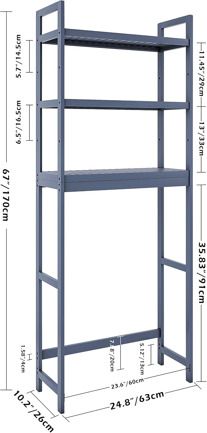 SMIBUY Bathroom Storage Shelf, Bamboo Over-The-Toilet Organizer Rack, - Image 6