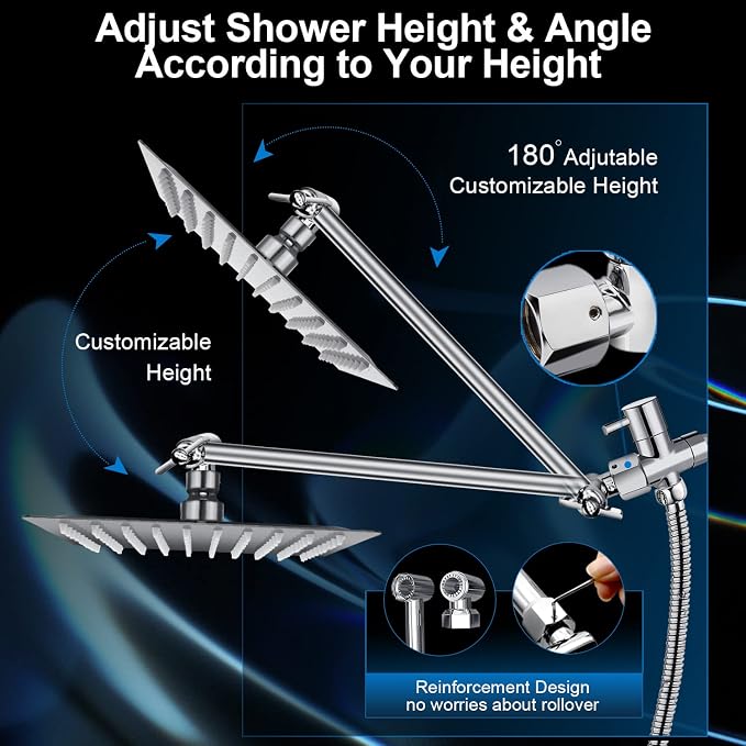 PinWin Modern 12" Large Square Rain Showerhead - Image 6