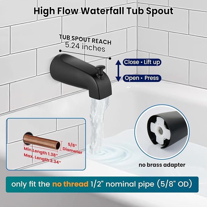 gotonovo 2 Handle Tub Shower Faucet Set Bathtub and Shower Faucet Combo Dual - Image 3