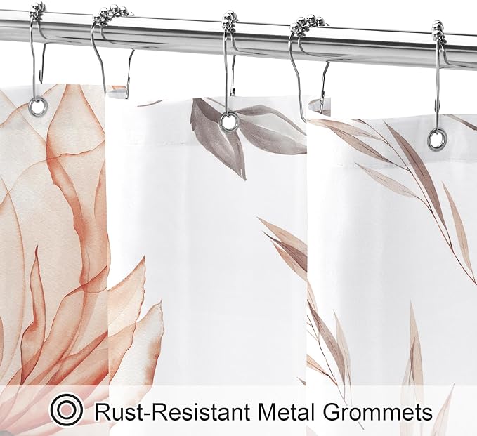 Small Stall Boho Watercolor Floral Shower Curtain 36 x 72, Artistic Narrow Half - Image 4
