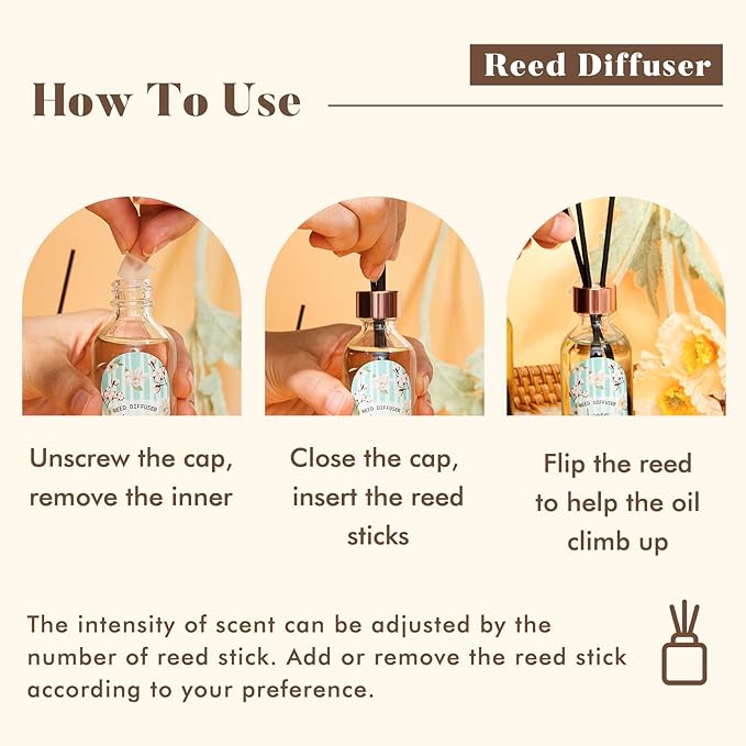 Reed Diffuser Set of 3 Pack, Linen Vanilla Citrus Scented Oil Diffuser - Image 5