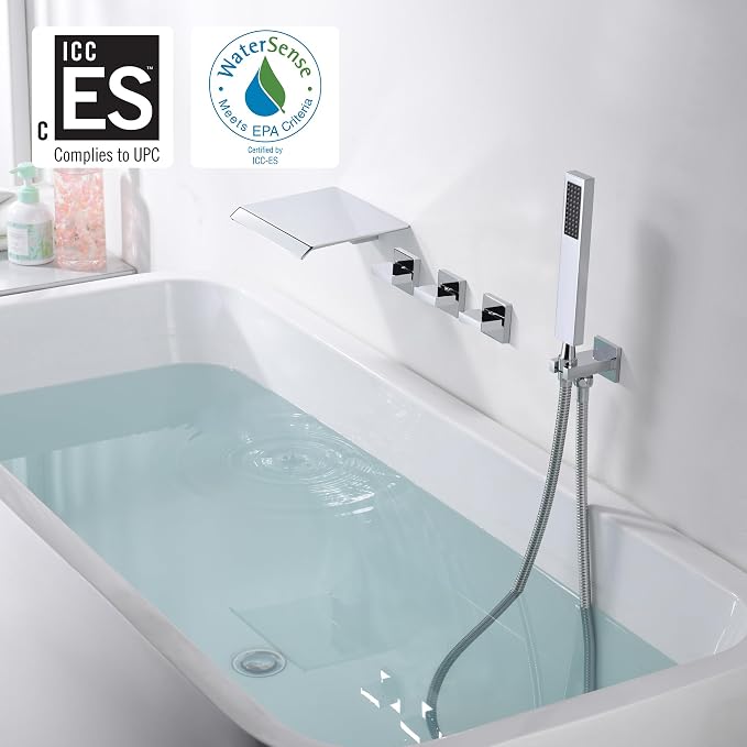 sumerain Waterfall Tub Faucet Wall Mount Bathtub Faucet - Image 2