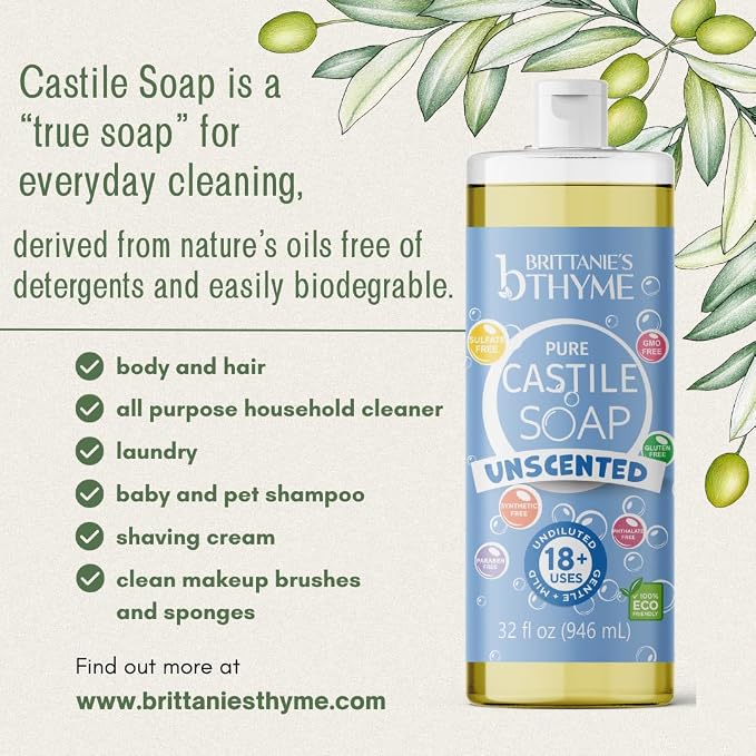Brittanie’s Pure Castile Liquid Soap Refill, 32 Ounce Pack of 2 | Dish Soap - Image 3