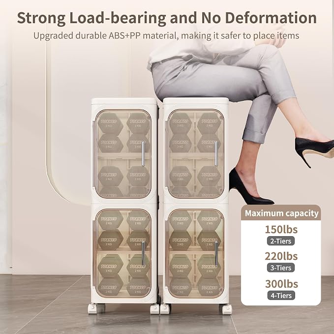 KHNR 4-Tiers Slim Bathroom Storage Cabinet, Foldable Storage Cabinets, Narrow - Image 7