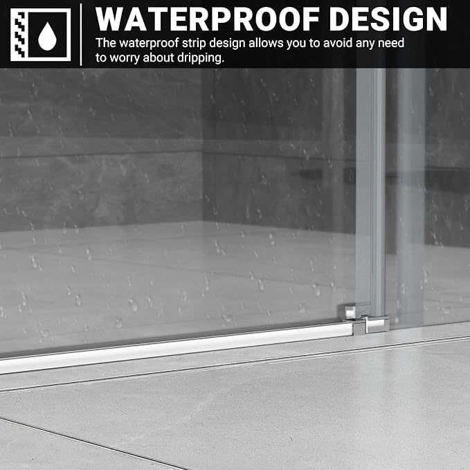 Chabatree Shower Door 60" W x 76" H Frameless Sliding Shower Door, Frameless - Image 5