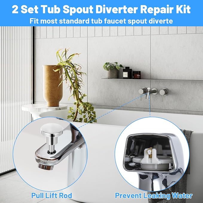 Sibba Tub Spout Diverter Repair Kit 2 Set Bathroom Shower Bathtub Leaky Faucet - Image 5