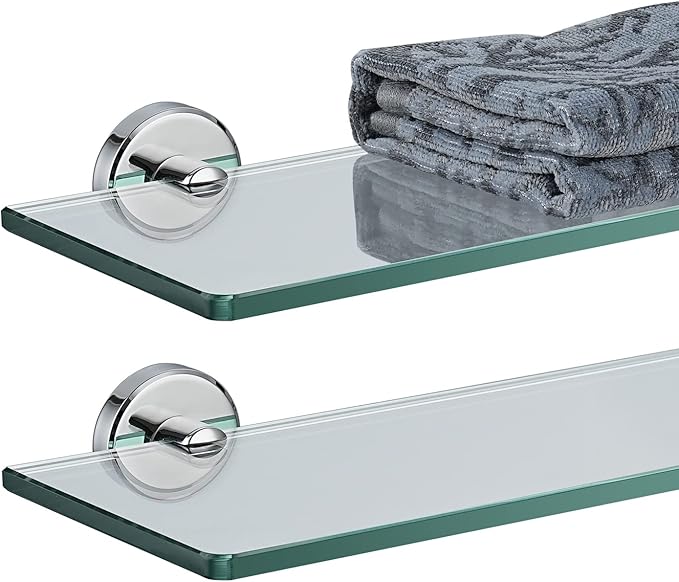 JQK Bathroom Glass Shelf Chrome, Tempered Glass Shower Storage 20 by 5 inches by Homeimprovement