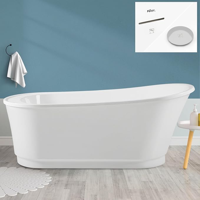 FerdY Langkawi 67" Acrylic Freestanding Bathtub, cUPC Certified, Chrome Drain by FerdY