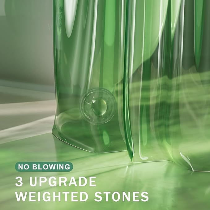 AmazerBath Shower Curtain Liner, 100% EVA Clear Green Heavy Duty Luxury Shower - Image 3