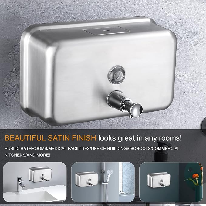 Commercial Wall Mount Stainless Steel Soap Dispenser, Rust-Proof Lining Liquid - Image 7