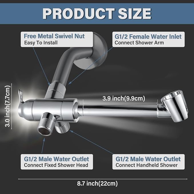 YDmeet All Metal Shower Diverter Valve - Image 5