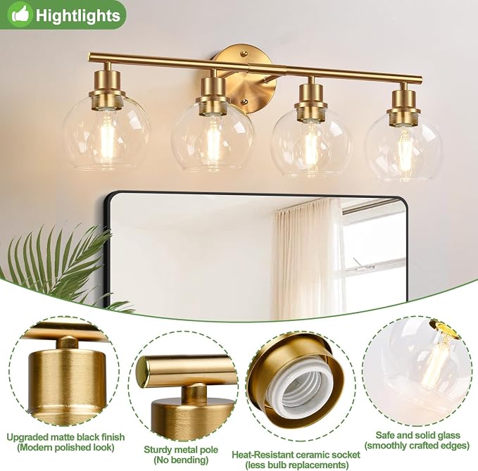4-Light Bathroom Light Fixtures 2024 Upgrade, Bathroom Wall Sconces - Image 3