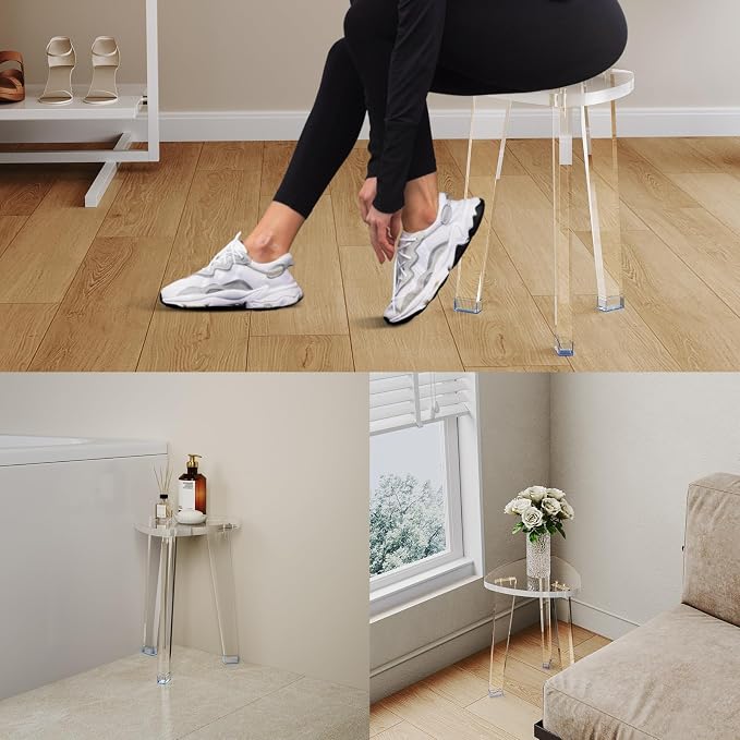 Acrylic Corner Shower Stool for Shaving Legs 11.65" D X 11.94" W X 16.34" H - Image 7