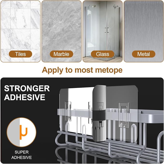 2025 New Adhesive Shower Caddy, Shower Shelves - Image 7
