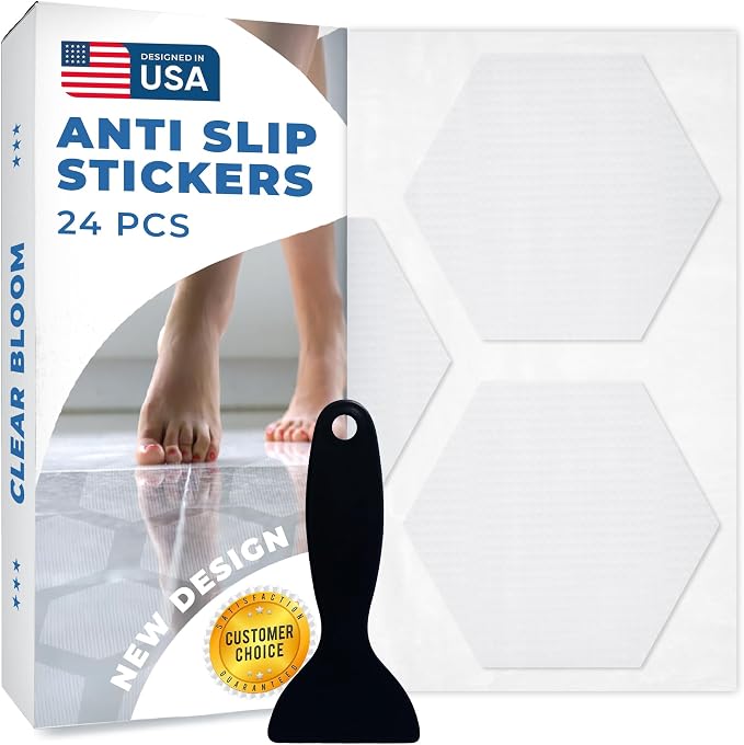 Anti-Slip Shower Stickers for Tub & Shower Floor — Original White Hex Non-Slip by ClearBloom
