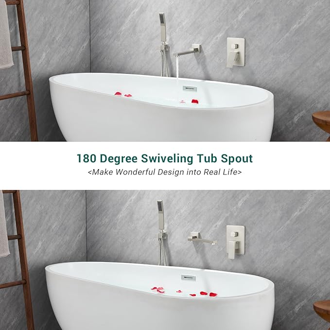 DASAN Swiveling Wall Mount Tub Filler Faucet Set - Image 4