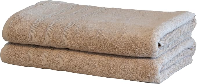 Mosobam Luxury Turkish Set of 2 Bath Towels 30X58 Light Taupe Oversize 700 GSM by Mosobam