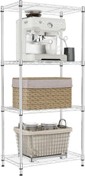 IZEUK 4 Tier Metal Wire Shelf Unit, Chrome Storage Rack Organizer by IZEUK