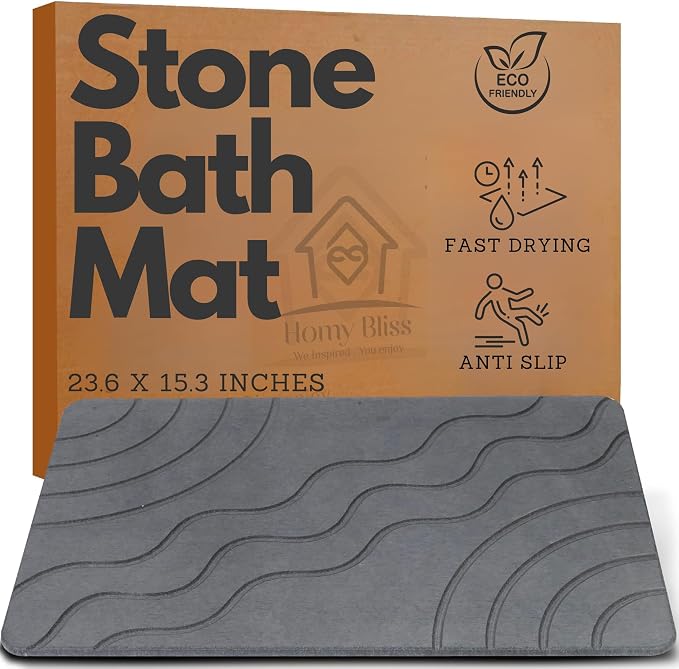 Stone Bath Mat – Quick Drying Diatomaceous Earth Bath Mat, Super Absorbent by Unknown