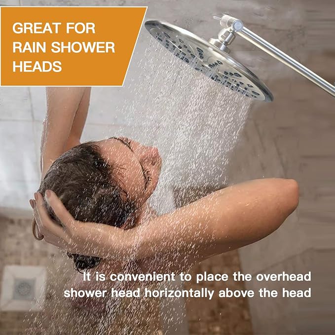12 Inch Shower Head Extension Arm Brushed Nickel.Solid Brass Adjustable Shower - Image 6