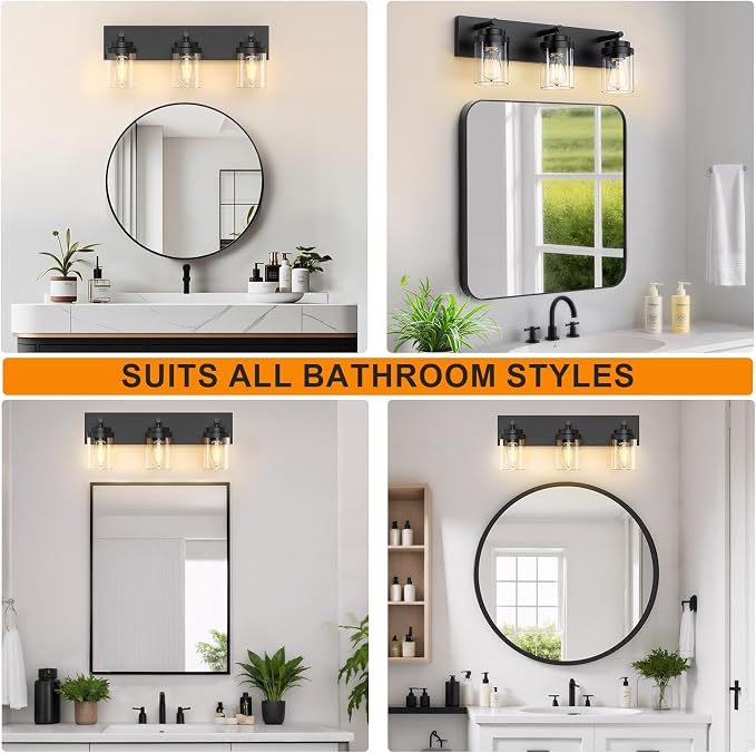 IZORRO Bathroom Vanity Light Fixture, 3-Light 22 Inch Matte Black Bathroom - Image 9
