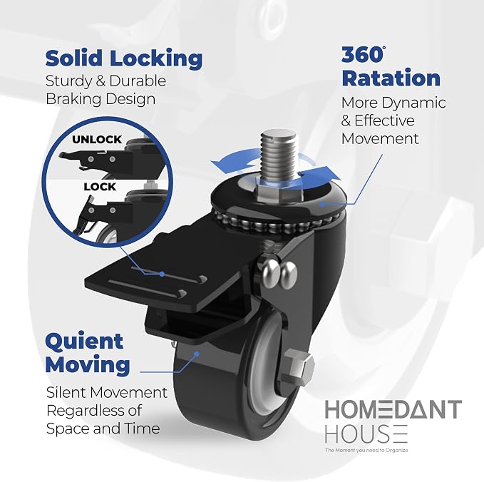HOMEDANT House 24.4" 5-Tier Metal Rolling Cart Shelf Rack Casters Heavy Duty - Image 13