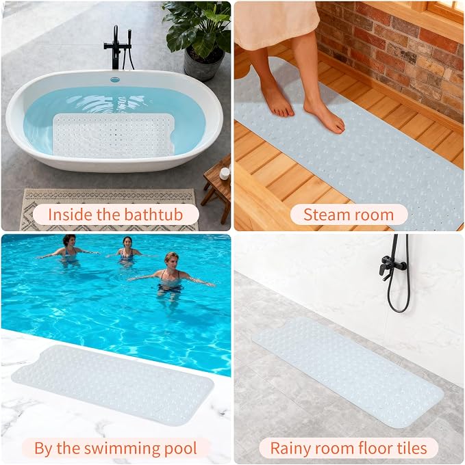 Anti-Slip Bathtub Shower mat, 39.3×15.7 inch（Approximately 100 × 40cm） Soft - Image 6