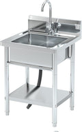 Utility Sink Freestanding Single Bowl Laundry Sink by PurezmMotoStainlessSteelFab