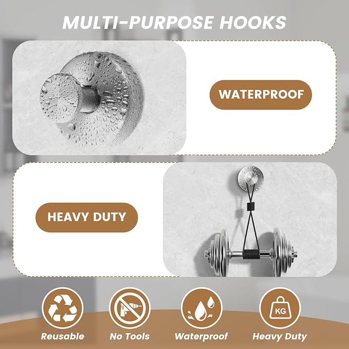 BKV Suction Cup Hooks for Glass Window, Removable Shower Hooks for Inside Shower - Image 4