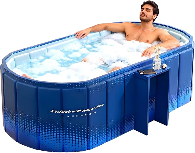 Portable Bathtub for Adult 47" Large Collapsible Cold Plunge Bathtub Foldable by COBOPANDA