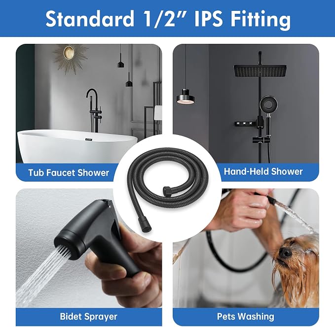 RUMOSE 59 inches Shower Hose Water Plating Shower Head Extension Hose - Image 8