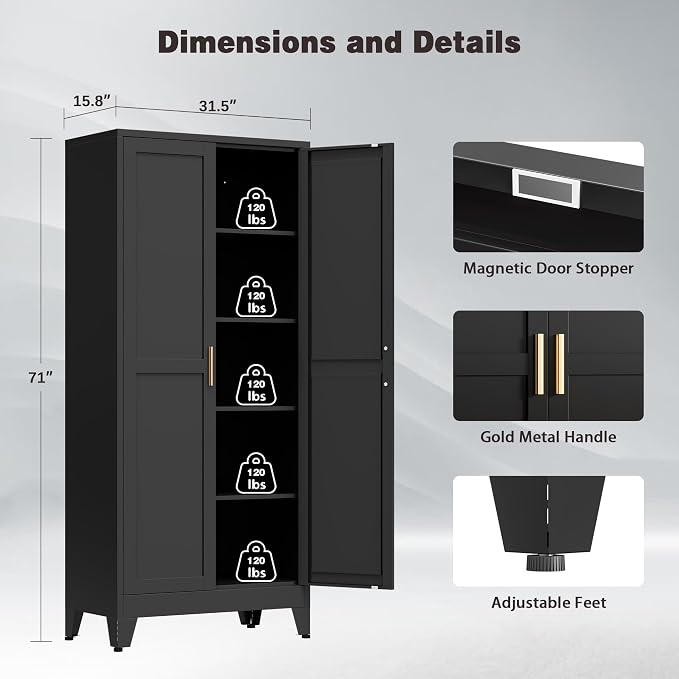 71” Tall Pantry Storage Cabinet, Kitchen Cabinets, Metal Cupboard - Image 3
