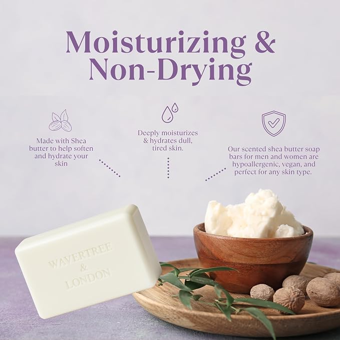 Wavertree & London Lavender Scented Natural Soap Bars, 7oz Moisturizing French - Image 3
