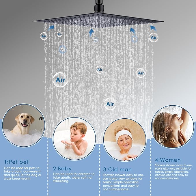 12" Shower Faucet Set Rain Shower System - Image 5