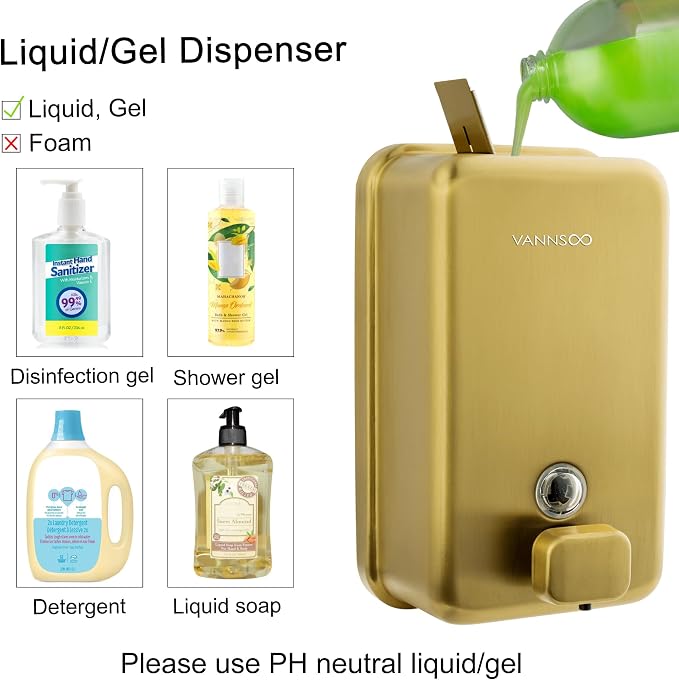 Wall Mounted Hand Soap Dispenser Bathroom, 1200ml 40oz Commercial Stainless - Image 6